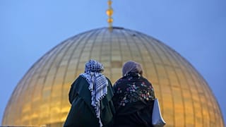  قبة الصخرة في مجمع المسجد الأقصى في البلدة القديمة بالقدس 10\04\2024