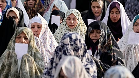 Iranian worshippers perform Eid al-Fitr prayer, marking the end of the Muslims holy fasting month of Ramadan in Tehran, Iran, Wednesday, April 10, 2024.