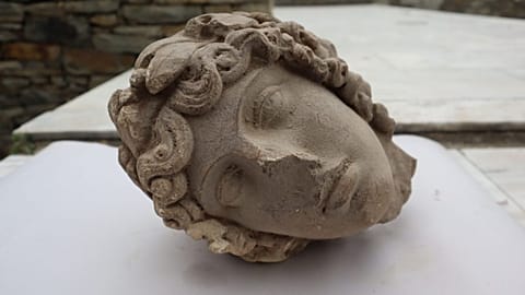 Marble head of the Greek god Apollo found in Philippi