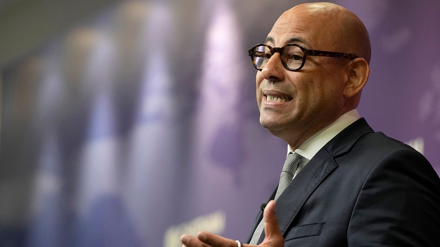 Simon Stiell, Executive Secretary, United Nations Framework Convention on Climate Change (UNFCCC), speaks during a Chatham House event in London.