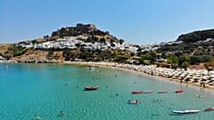 A view of the town on Lindos on the island of Rhodes