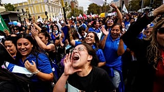 Protesters on the streets of Santiago.