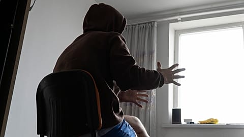 A Russian officer who goes by Yevgeny speaks during an interview at his apartment in Astana, Kazakhstan, in late 2023. 