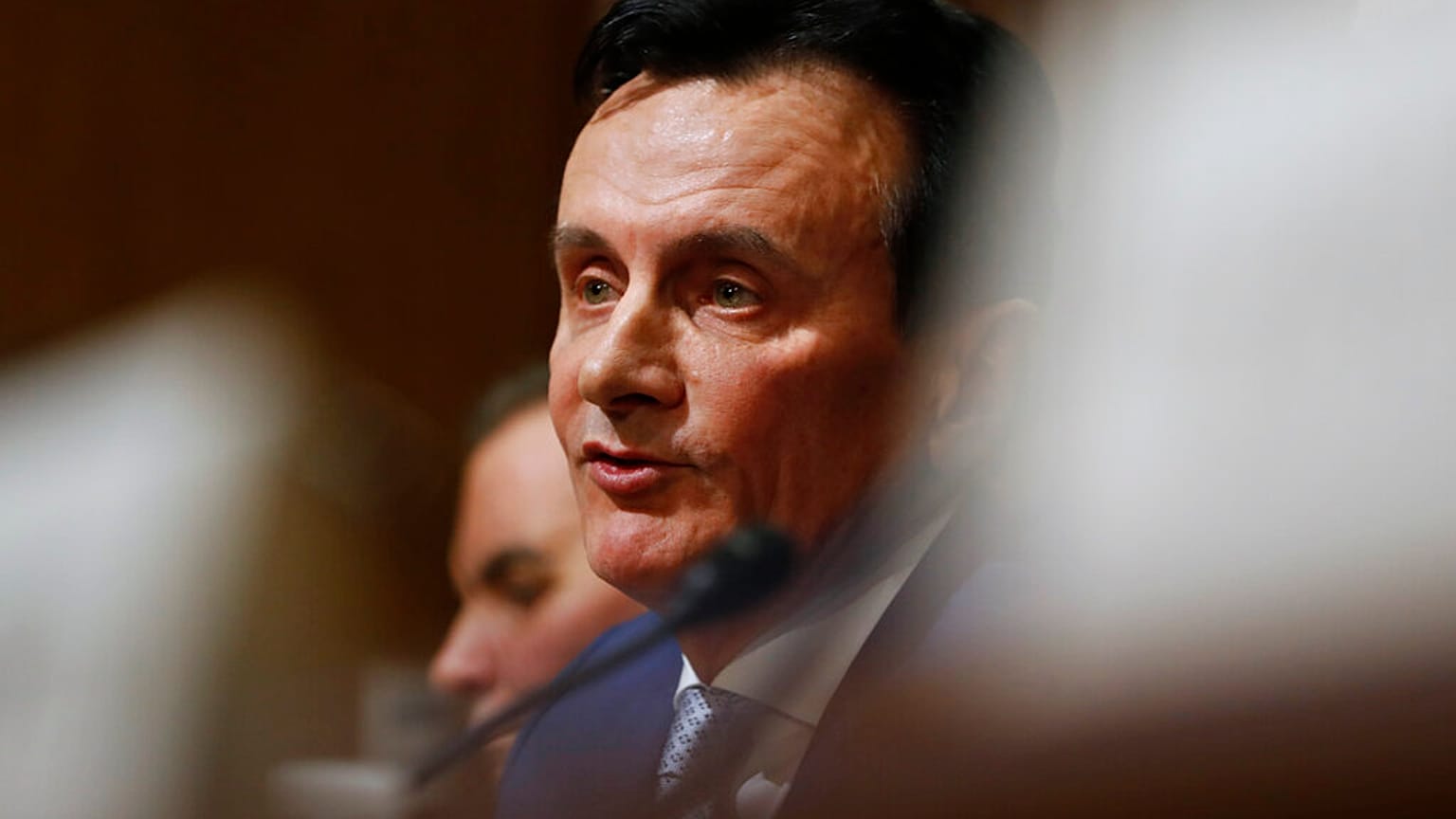 Pascal Soriot, CEO of AstraZeneca, testifies before the Senate Finance Committee hearing on drug prices in Washington. Feb. 26, 2019. 