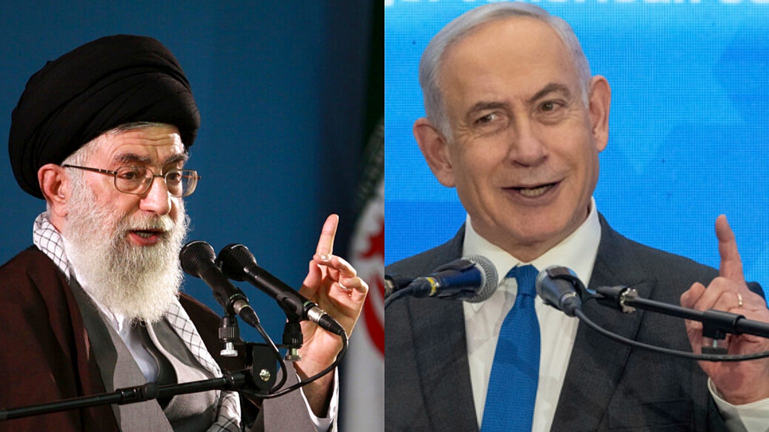 İran dini lideri Ali Hamaney (sol), İsrail Başbakanı Binyamin Netanyahu 