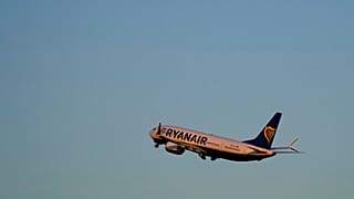 A Ryanair Boeing 737 MAX takes off from Lisbon airport, Wednesday, Jan. 25, 2023.
