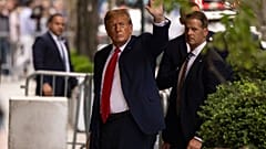 Former President Donald Trump arrives at Trump Tower after leaving Manhattan criminal court, Monday, April 15, 2024, in New York.