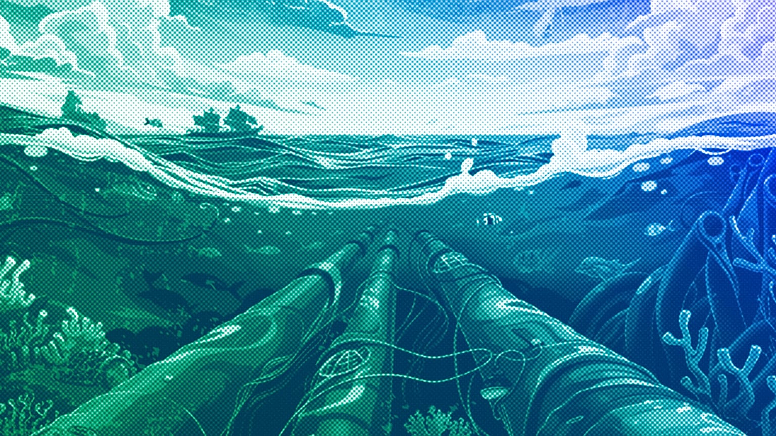Undersea internet cables, illustration