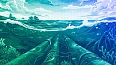 Undersea internet cables, illustration