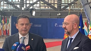 Primeiro-ministro, Luís Montenegro, com o presidente do Conselho Europeu, Charles Michel