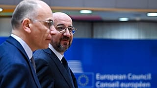 Enrico Letta και Charles Michel στη Σύνοδο Κορυφής του Ευρωπαϊκού Συμβουλίου, Βρυξέλλες, 18 Απριλίου 2024