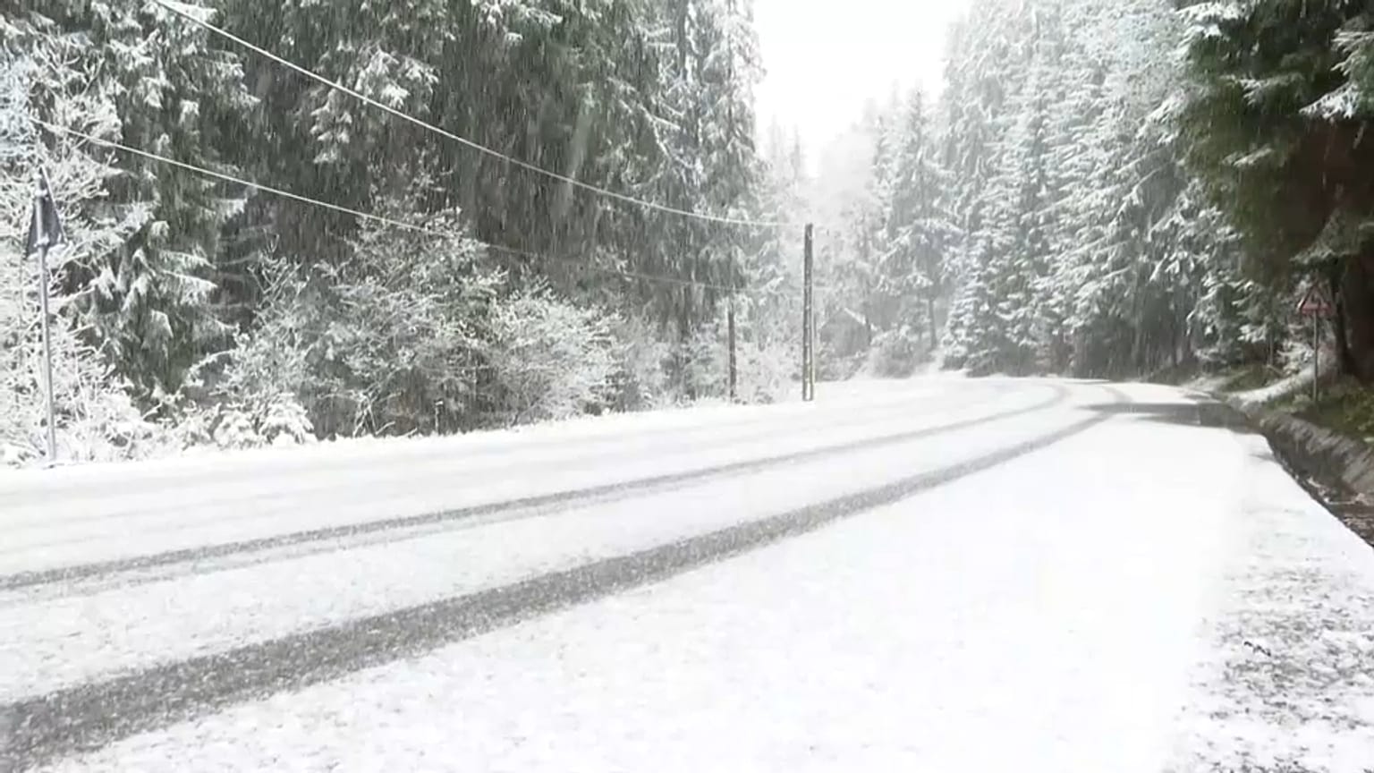 In Harghita im Zentrum Rumäniens hat es geschneit.