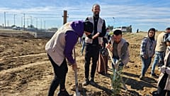 Volunteers planting seedlings in Haskah and Qamishli in northeast Syria following Turkish attacks. 