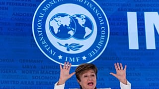 International Monetary Fund Managing Director Kristalina Georgieva speaks during a news conference at the World Bank/IMF Spring Meetings at the International Monetary Fund. 