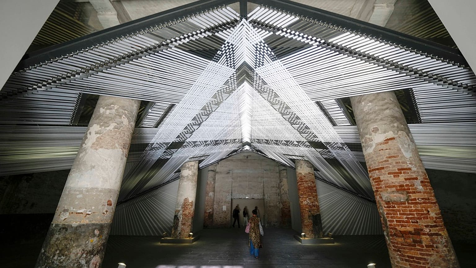 A file image of the installation 'Takapau' by artists Mataaho Collective at the 60th Biennale of Arts exhibition in Venice, Italy, Tuesday, April 16, 2024.
