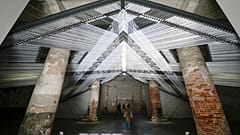 A file image of the installation 'Takapau' by artists Mataaho Collective at the 60th Biennale of Arts exhibition in Venice, Italy, Tuesday, April 16, 2024.