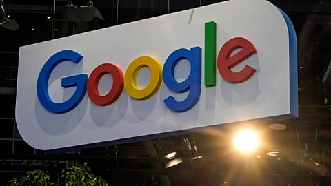 The Google logo is photographed at the Vivatech show in Paris.