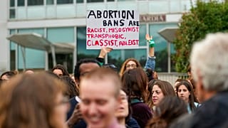 People stage a protest on 'International Safe Abortion Day', Milan, Wednesday, Sept. 28, 2022.