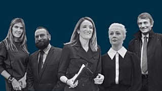 Слева направо: Ева Кайли, Йожеф Шаер, Роберта Метсола, Юлия Навальная и Дэвид Сассоли.
