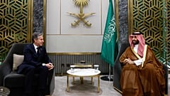 وزير الخارجية الأمريكي أنتوني بلينكن يلتقي ولي العهد السعودي الأمير محمد بن سلمان في جدة، المملكة العربية السعودية، الأربعاء، 20 مارس، 2024. 