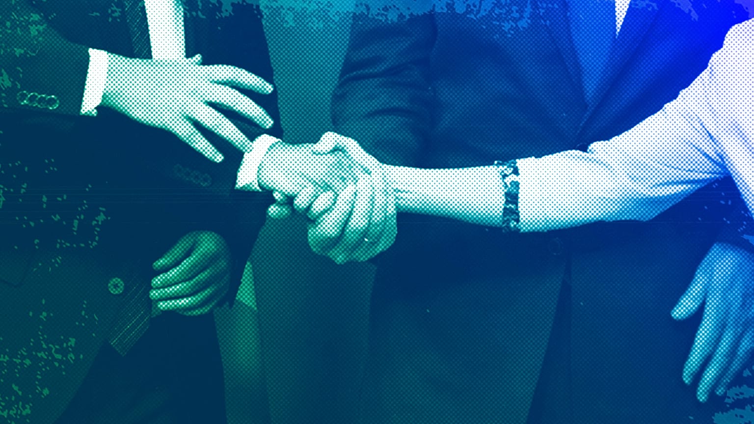 European Commission President Ursula von der Leyen and other European leaders shake hands prior to a meeting at EU headquarters in Brussels, July 2022