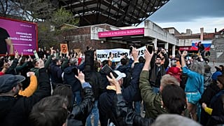 FILE - People take part in a protest organised by the Slovakian opposition parties in Bratislava, Wednesday, March. 27, 2024.