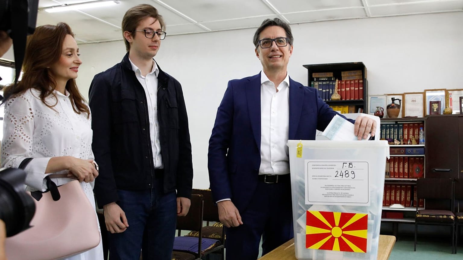 Stevo Pendarovski, incumbent President and a presidential candidate