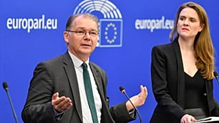 Co-presidents of the Green group of MEPs Philippe Lamberts (left) and Terry Reintke. 