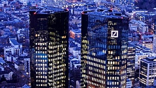 The towers of the Deutsche Bank are seen in Frankfurt, Germany, Thursday, Feb. 1, 2018.