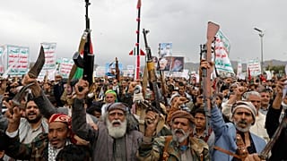 Huthi Sympathiekundgebung für die Bewohner des Gaza-Streifens. Sanaa, 26. April 2024