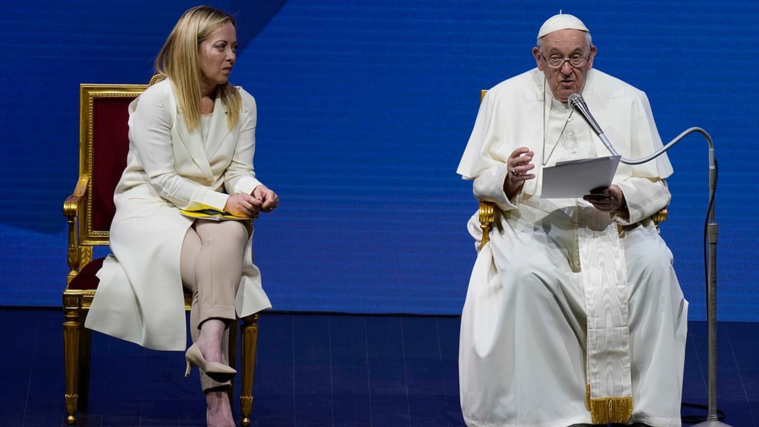 Le Pape François et la Première ministre italienne Giorgia Meloni, archives.