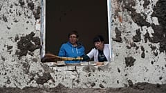 Nurses clean up in the room after a Russian attack on mental hospital №3 in Kharkiv, Ukraine, Saturday, April 27, 2024.