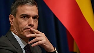 Spanish Prime Minister Pedro Sanchez speaks with Slovenia's Prime Minister Robert Golob during their meeting in Ljubljana, Slovenia, Tuesday, April 16, 2024.