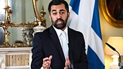Scotland's First Minister Humza Yousaf speaks during a press conference at Bute House, Edinburgh, April 25, 2024.