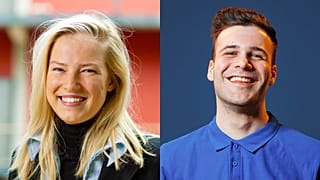 Emma Prins, à gauche, et Alessandro Marcia, à droite, utilisent leurs comptes TikTok pour sensibiliser les jeunes Européens aux prochaines élections. 