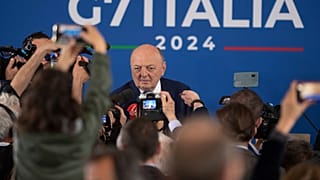 Il ministro dell'Ambiente e della Sicurezza energetica Gilberto Pichetto Fratin durante il G7 sul clima alla Venaria reale, Torino, 30 aprile 2024