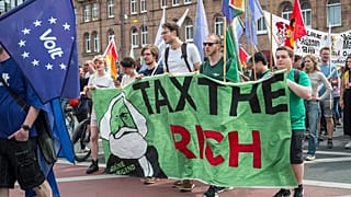 Demonstrators participate on a May Day march, in Nuremberg, Germany, May 1, 2024