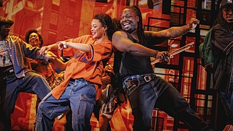 Maleah Joi Moon (left) and Chris Lee (right) perform in Hell's Kitchen