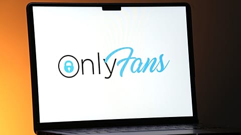 The OnlyFans logo is seen on a computer monitor. 7 Dec, 2023.