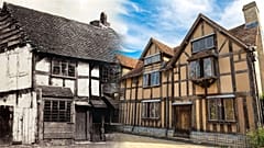 William Shakespeare szülőháza a 18. század végén és napjainkban