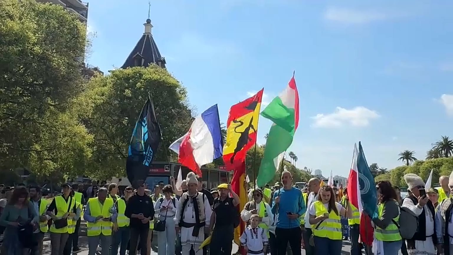 Protestierende in Valencia, Spanien.