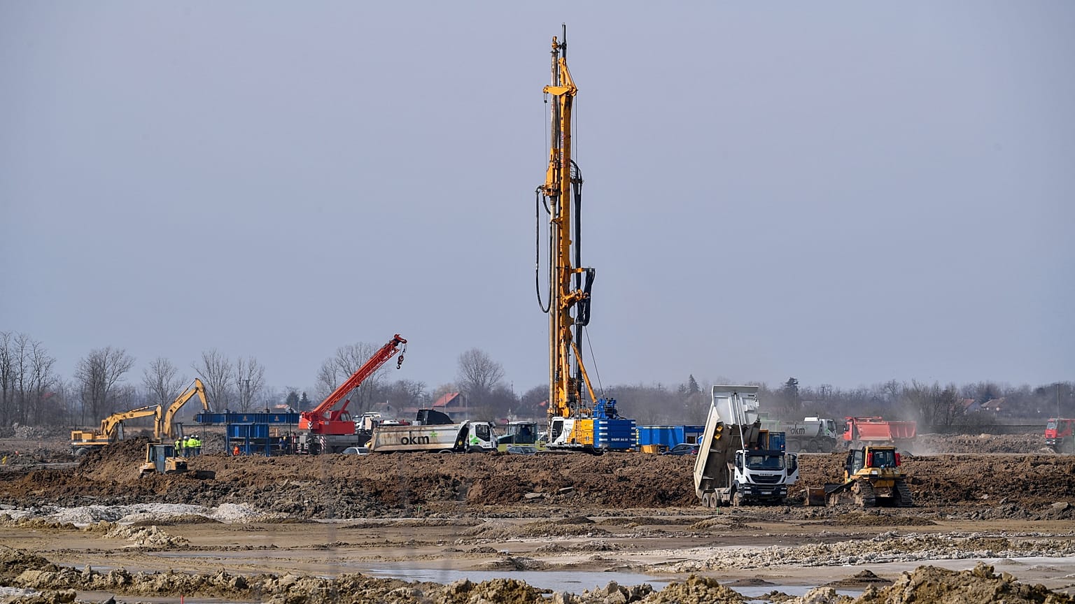 A leendő CATL akkumulátorgyár területe Debrecen közelében 2023. február 23-án