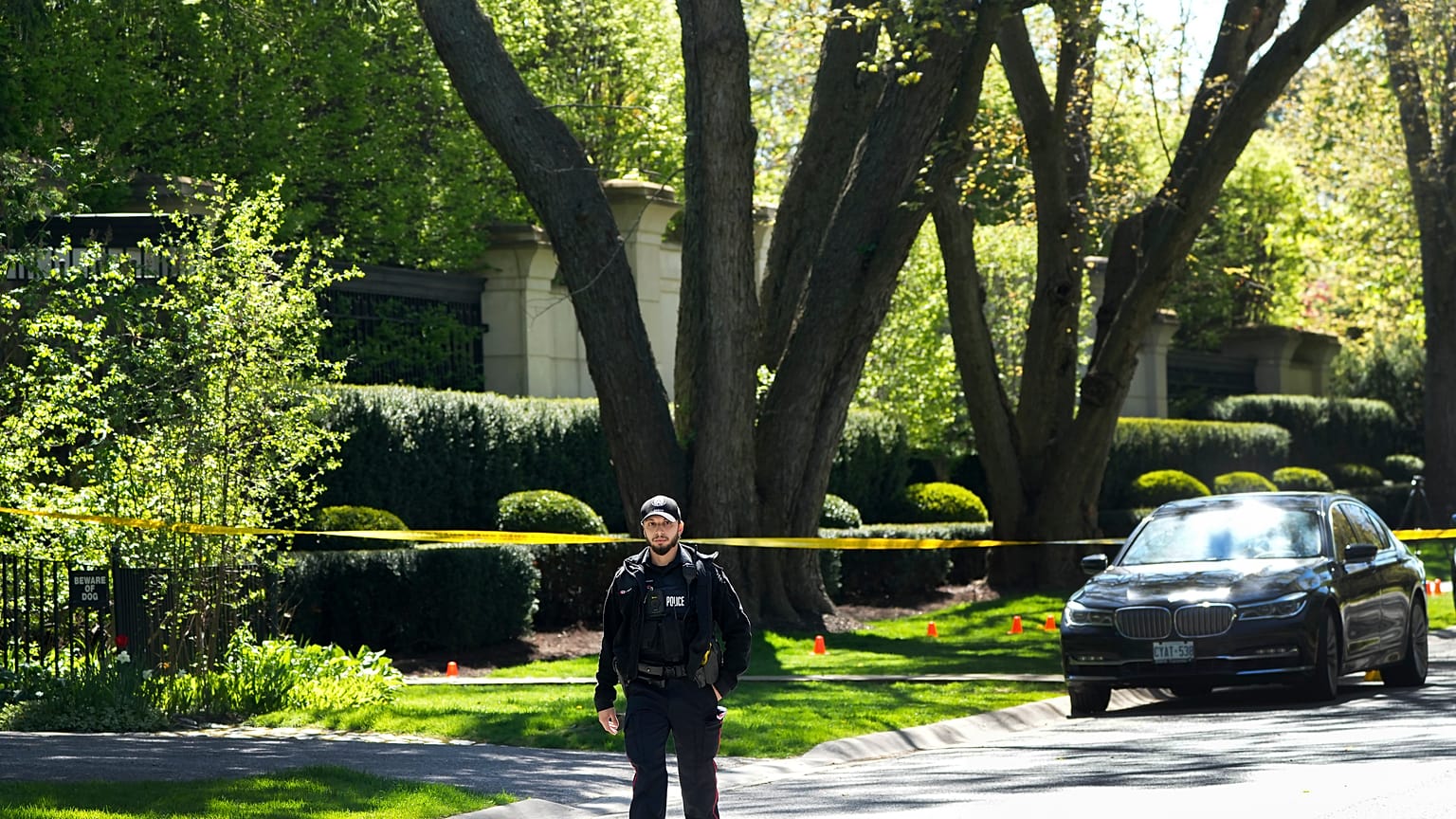 Toronto Police investigate a shooting outside the Drake's mansion, Tuesday, May 7, 2024