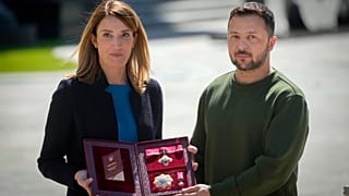 Roberta Metsola et Volodymyr Zelensky le 9 mai à Kyiv