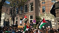 تجمع طلابي في احتجاج مؤيد للفلسطينيين في جامعة أمستردام، هولندا، 7 مايو 2024.