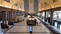 The Retiro train station hall is empty of commuters due to a general strike against the reforms of President Javier Milei in Buenos Aires, Argentina, Thursday, May 9, 2024. 