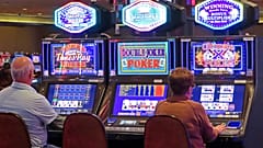 Gamblers play slot machines at Harrah's casino in Atlantic City N.J., on Sept. 29, 2023. 