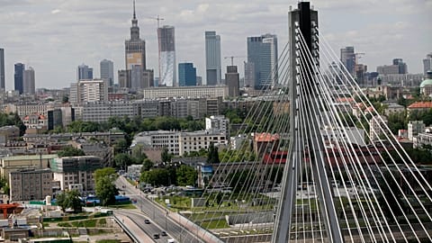 Aerial view of Warsaw, the capital of Poland