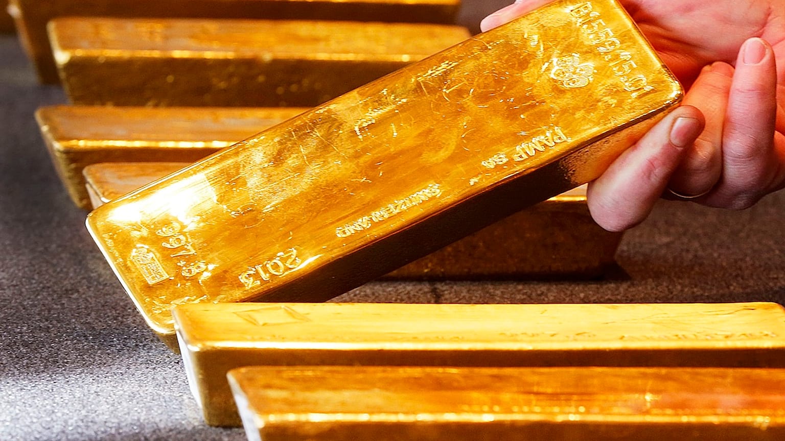 Gold bars in the German central bank's headquarters in Frankfurt