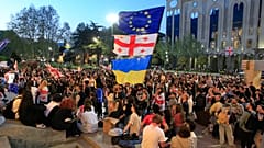Manifestantes georgianos pró-UE 